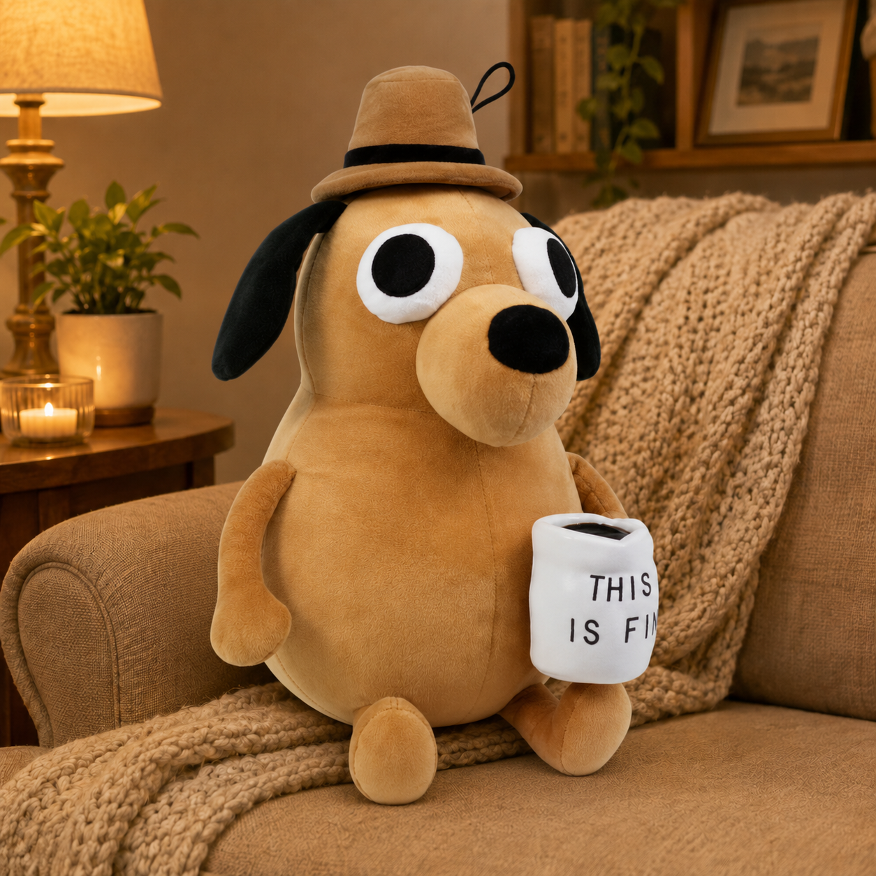 This Is Fine Coffee Dog Plush