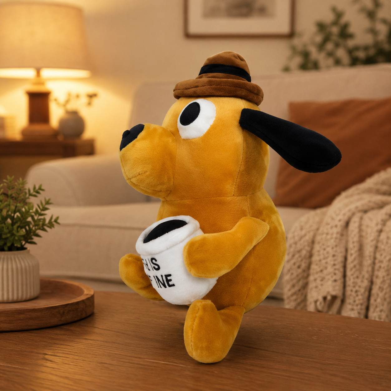 This Is Fine Coffee Dog Plush