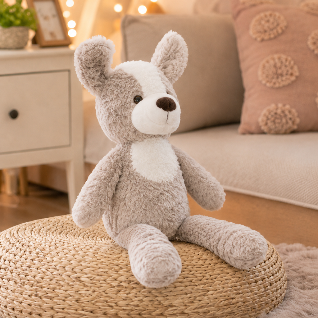 Fluffy Grey Dog Plush