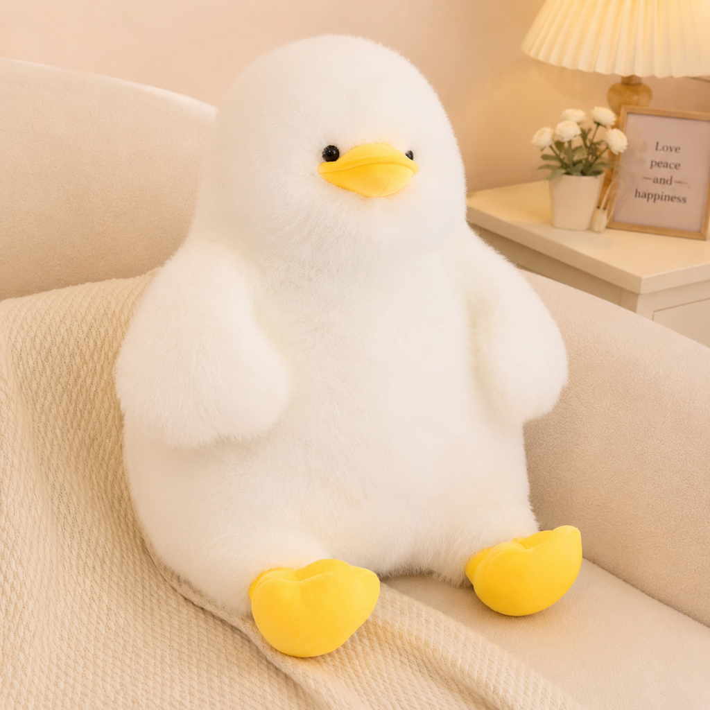 Fat White Fluffy Duck Plush