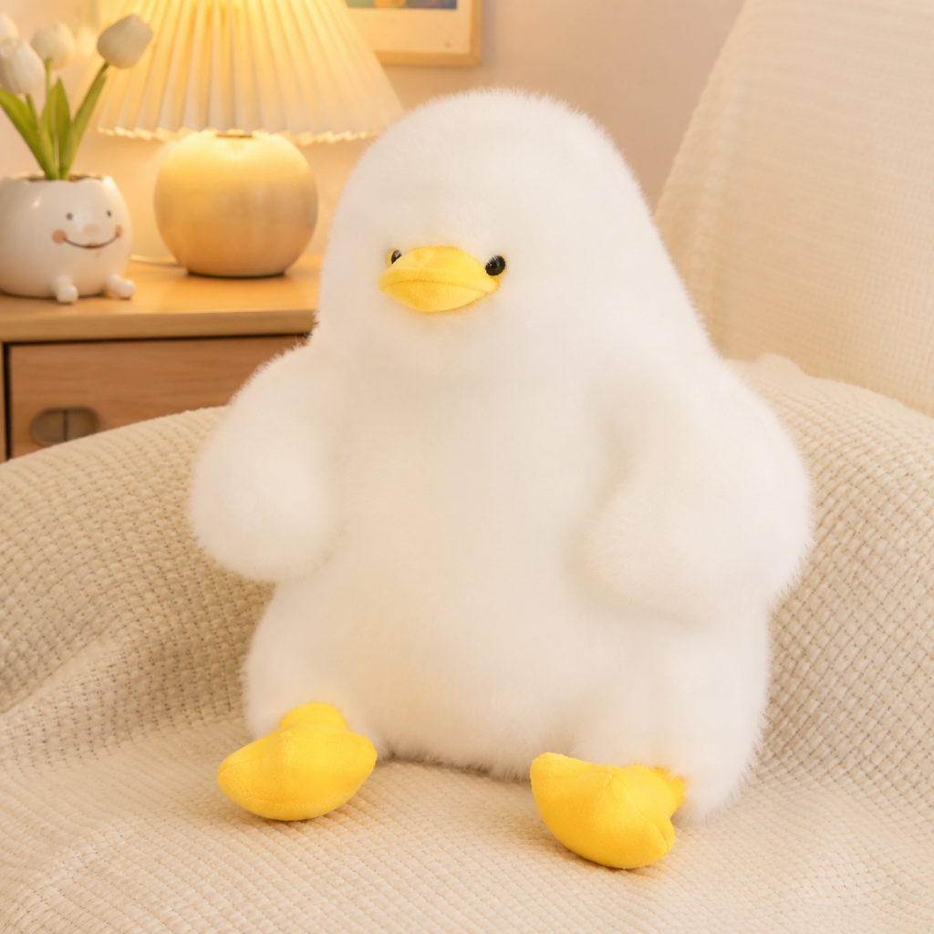 Fat White Fluffy Duck Plush