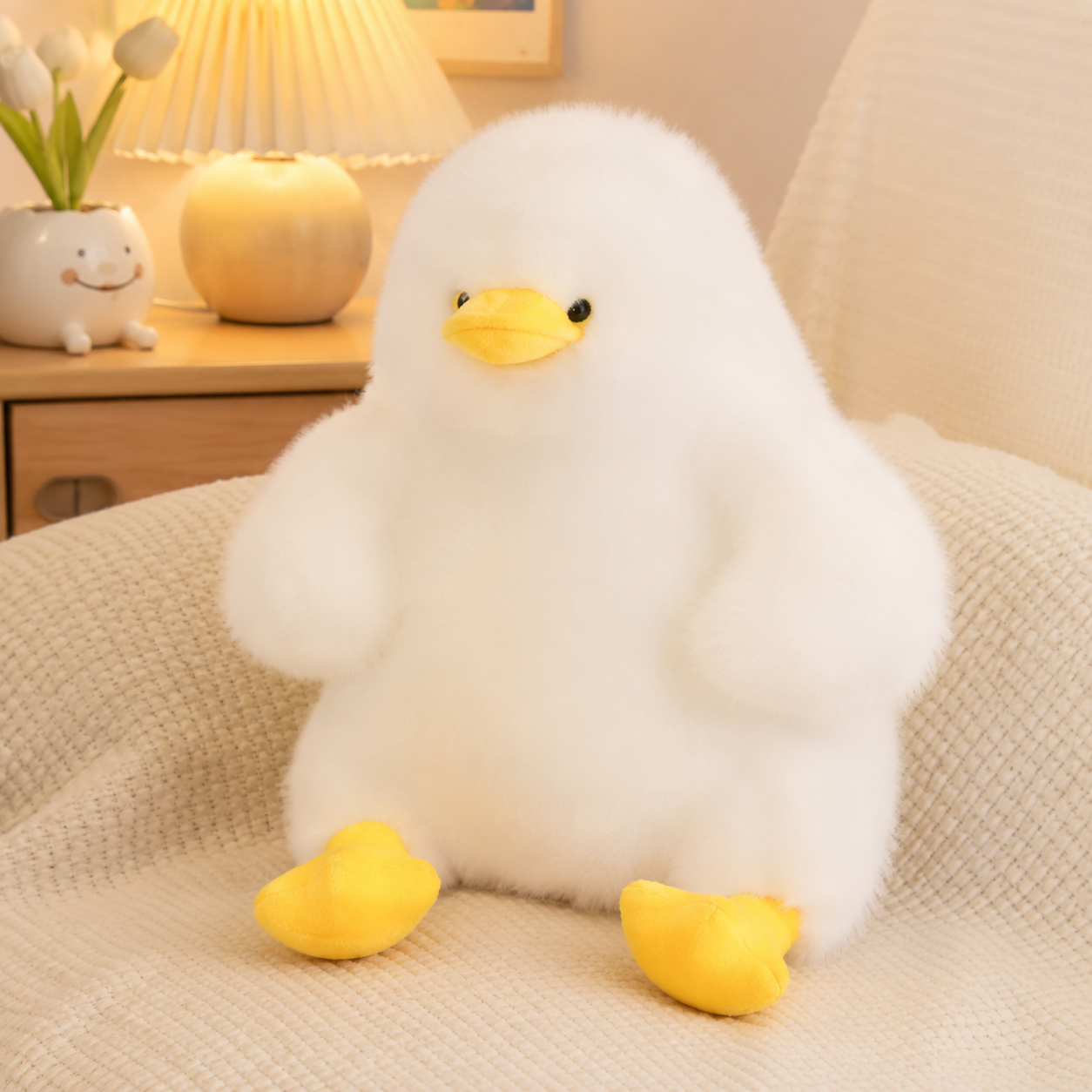 Fat White Fluffy Duck Plush
