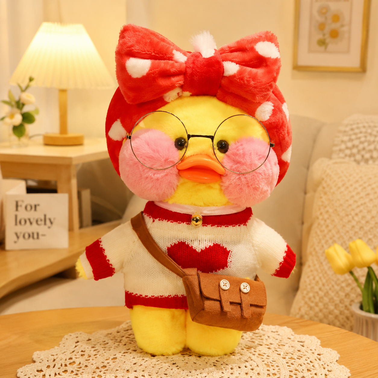 Heart Sweater Nerdy Duck Plush