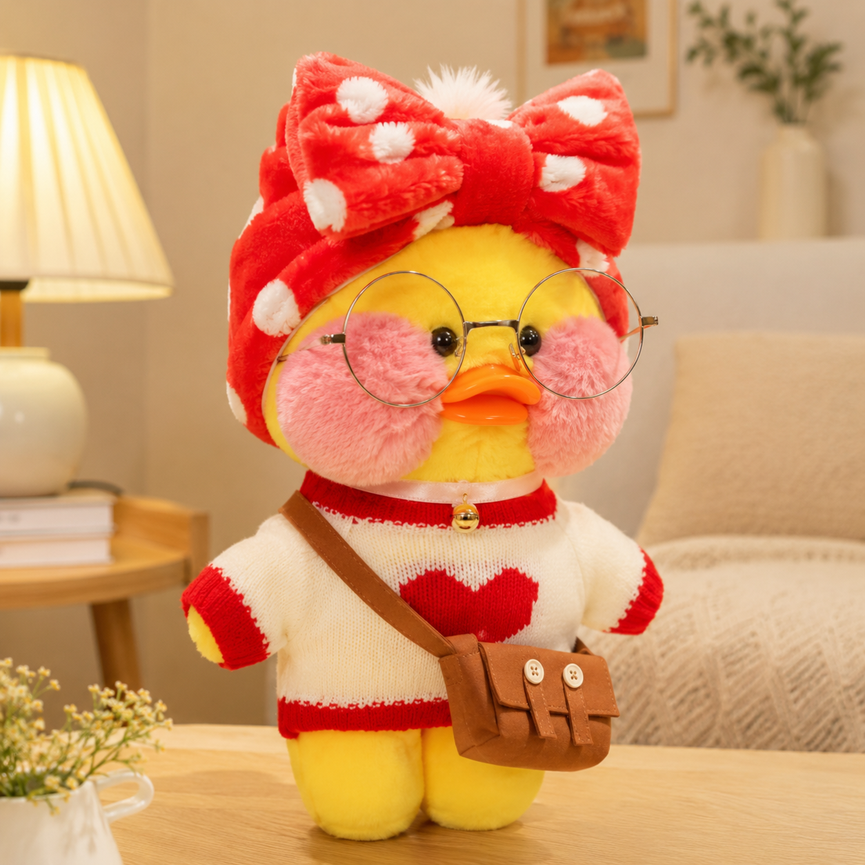 Heart Sweater Nerdy Duck Plush