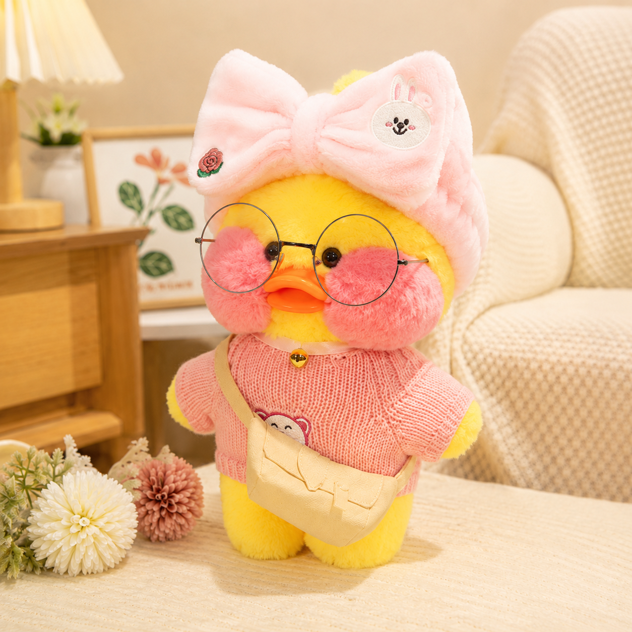 Pink Sweater Nerdy Duck Plush