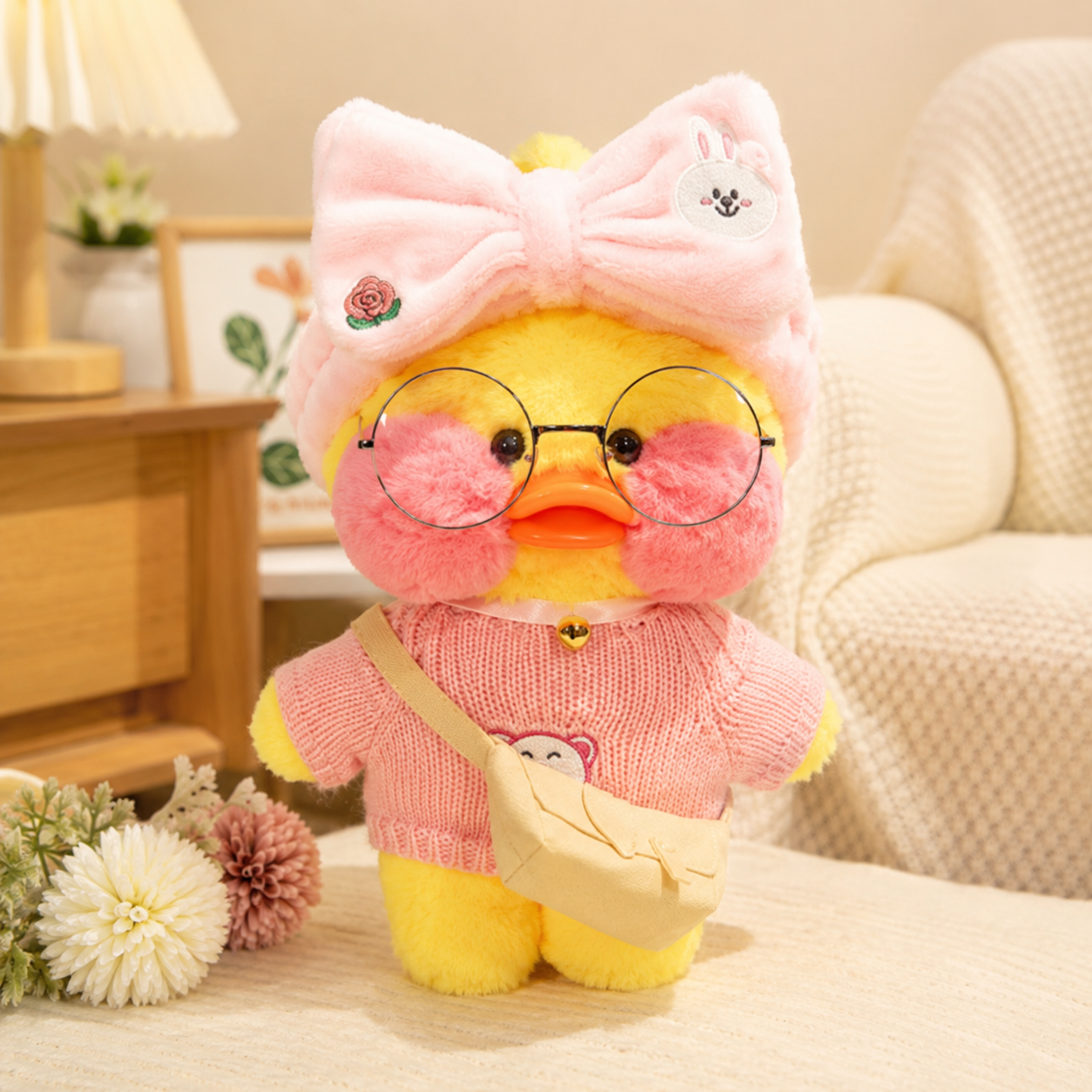 Pink Sweater Nerdy Duck Plush