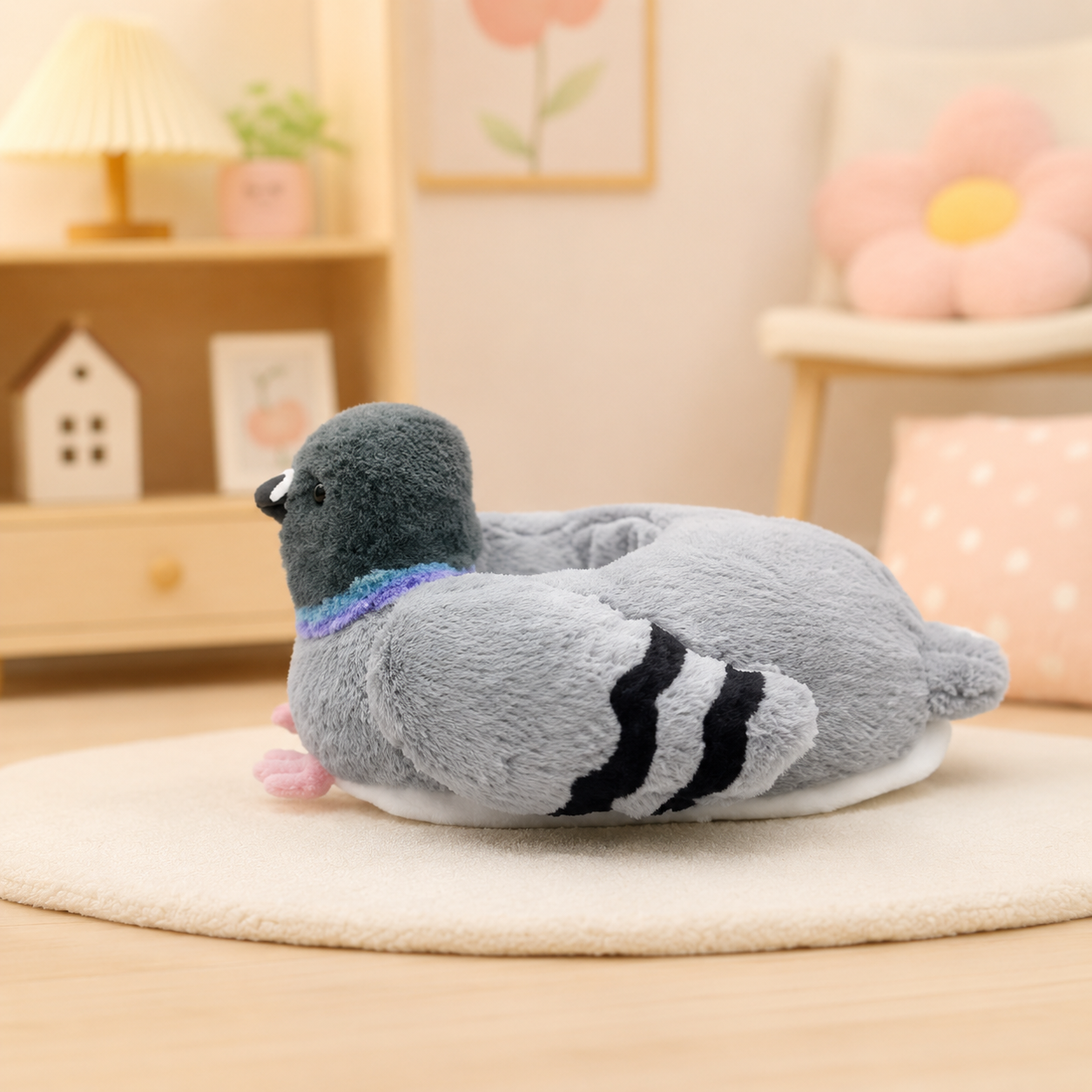 Cute Fluffy Pigeon Slippers
