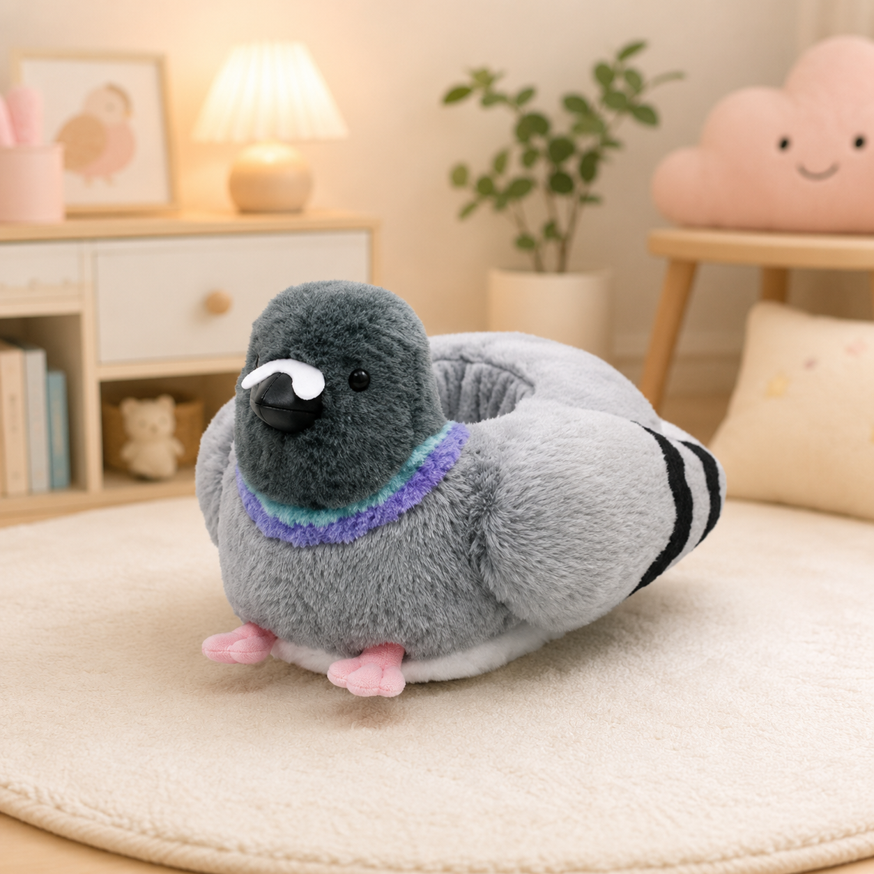 Cute Fluffy Pigeon Slippers