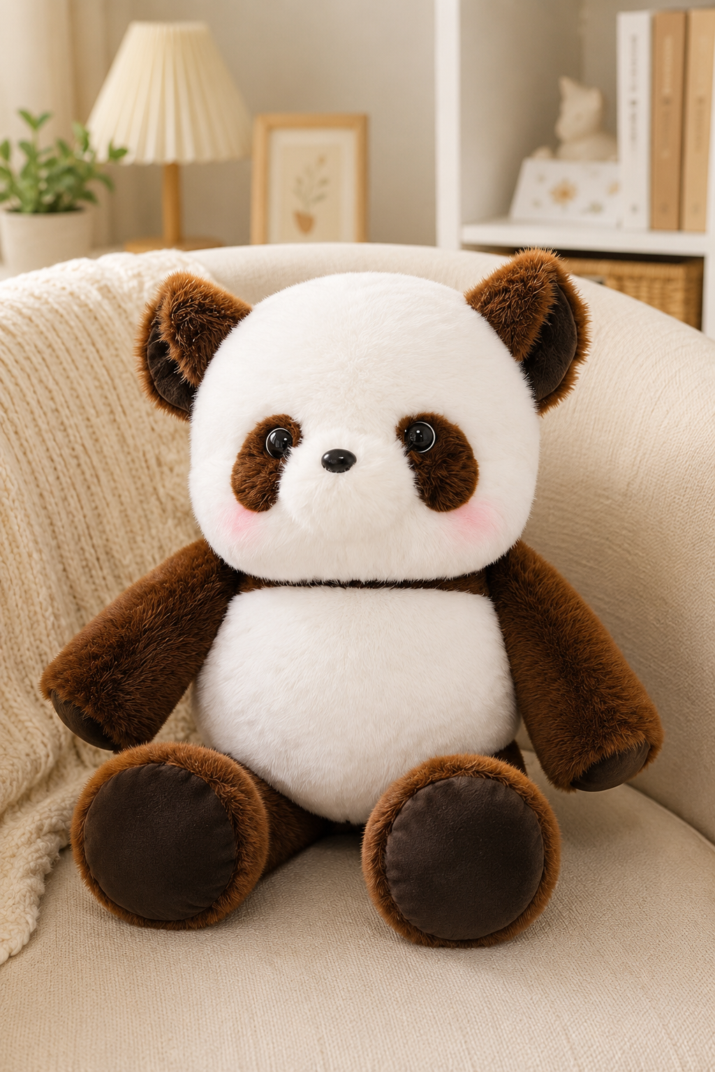 Soft Fluffy Brown Panda Plush
