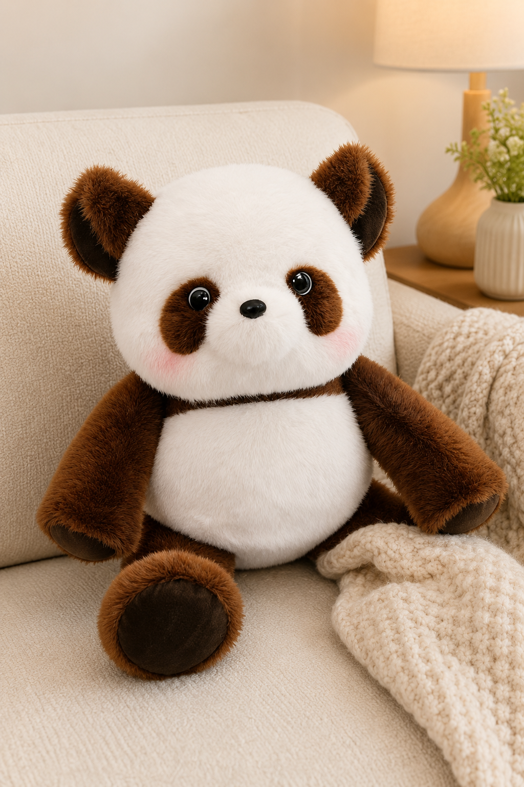 Soft Fluffy Brown Panda Plush