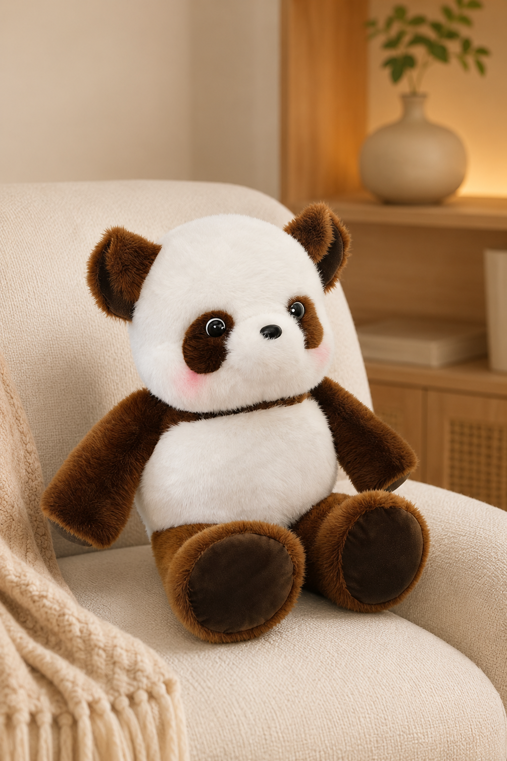 Soft Fluffy Brown Panda Plush