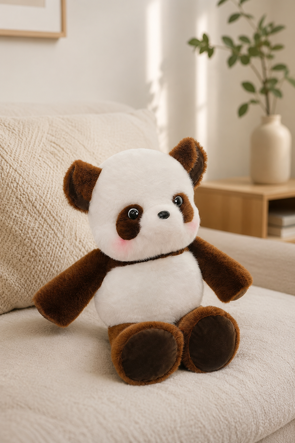 Soft Fluffy Brown Panda Plush