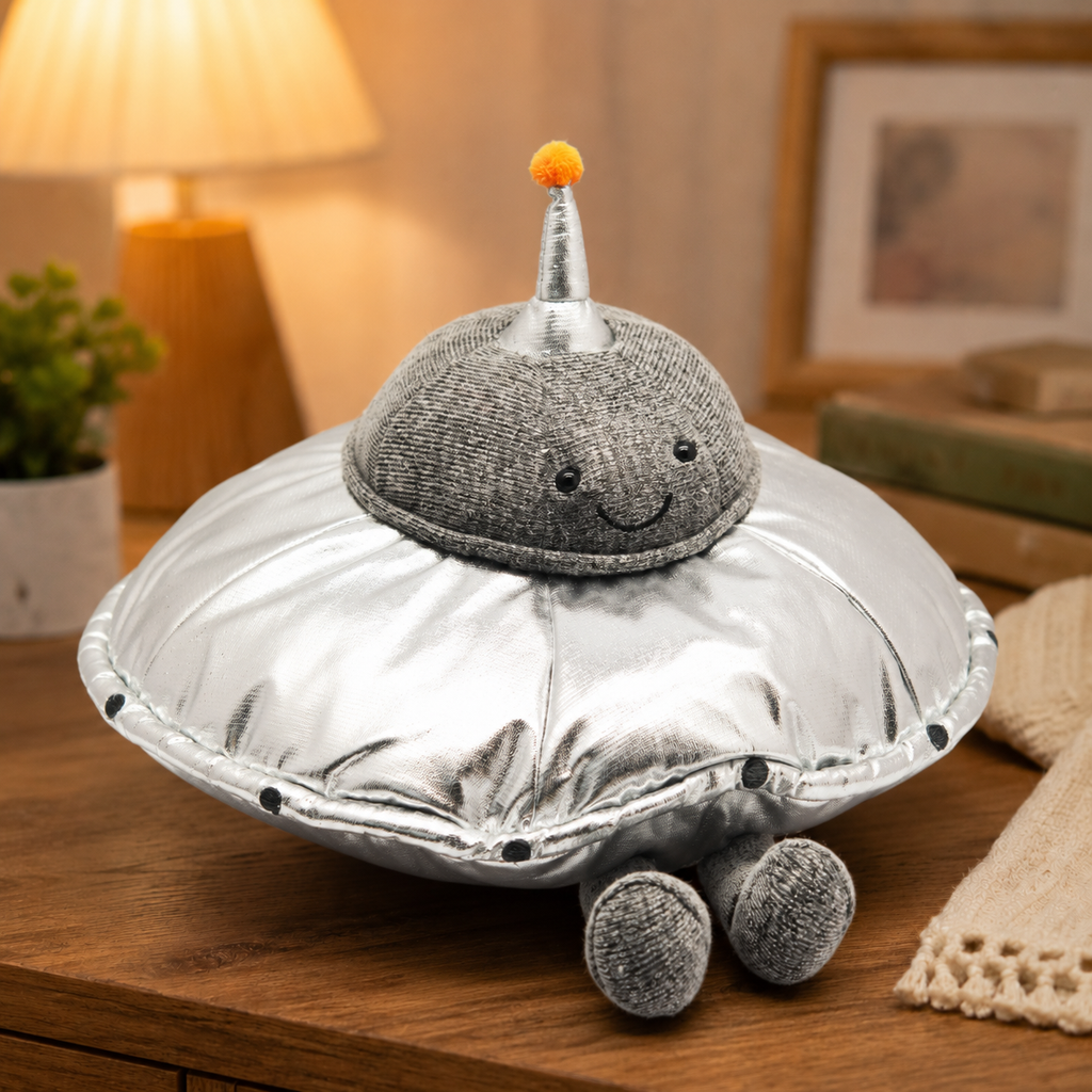 Silver UFO Spaceship Plush