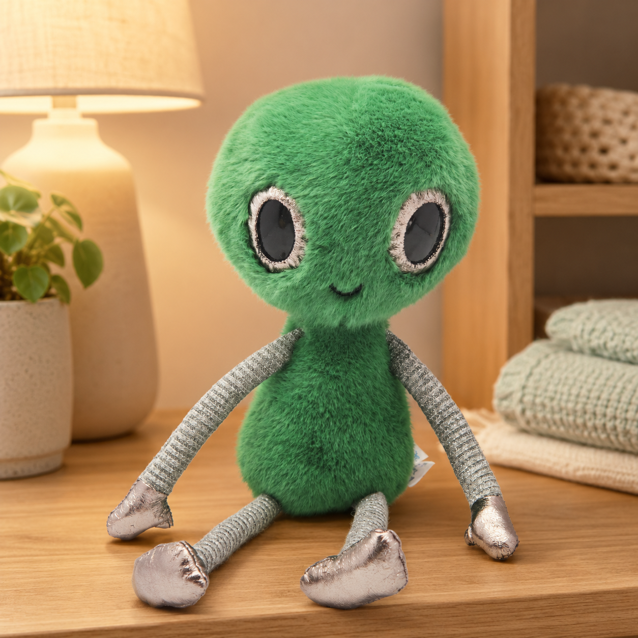 Green Fluffy Alien Plush