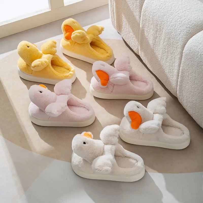 Winged Pink Duck Kawaii Slippers