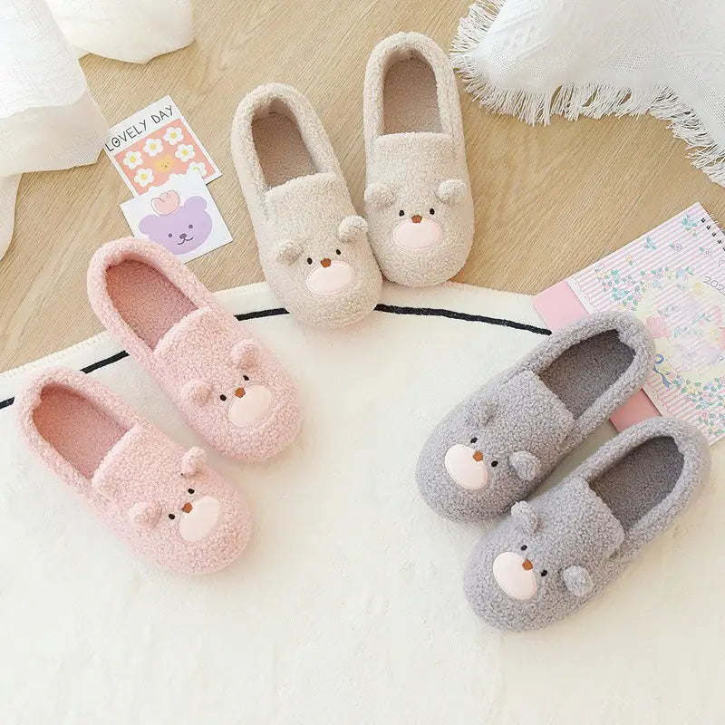Comfy Brown Teddy Bear Kawaii Slippers