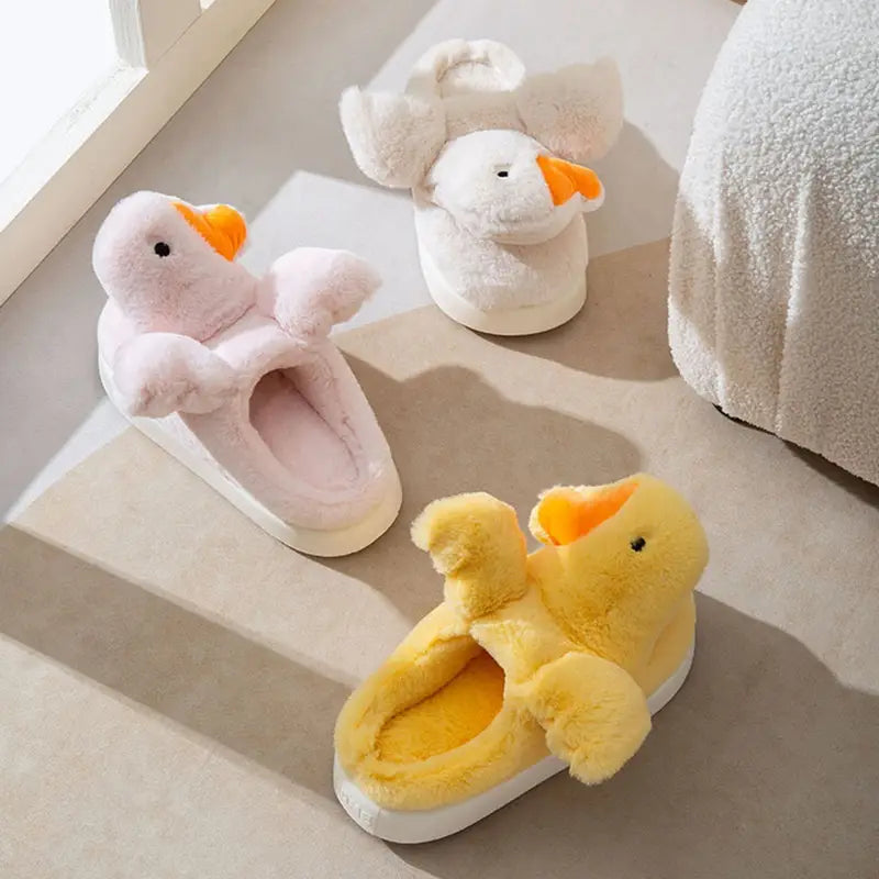 Winged Pink Duck Kawaii Slippers