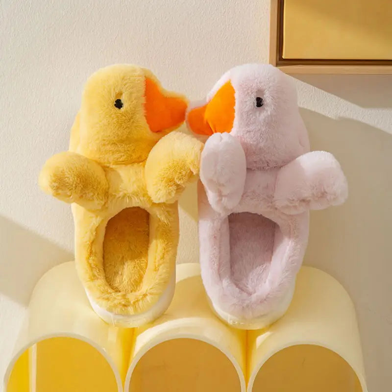 Winged Pink Duck Kawaii Slippers