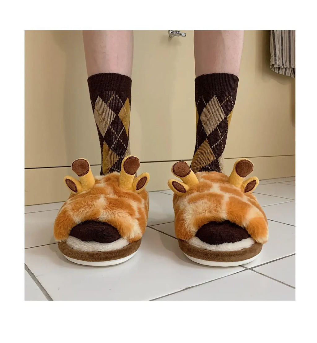 Fluffy Giraffe Ears Kawaii Slippers
