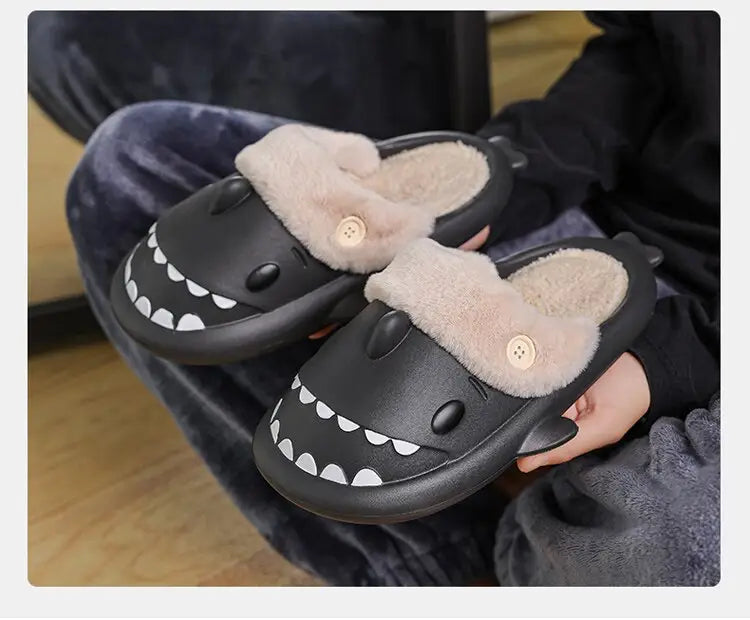 Cozy Black Shark Kawaii Slippers