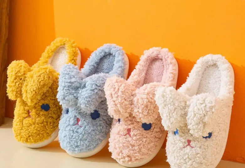 Fuzzy Pink Bunny Kawaii Slippers