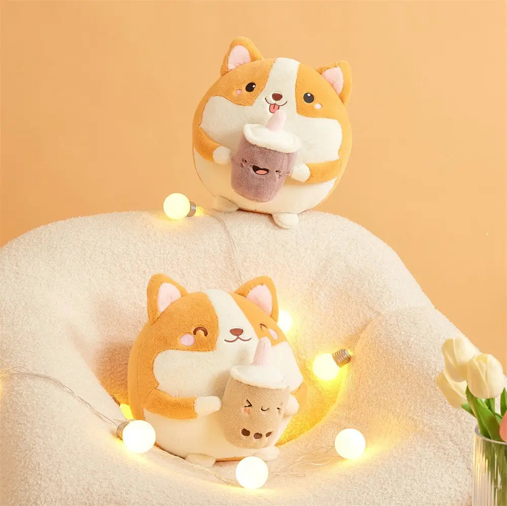 Savoring Corgi Bubble Tea Plushie