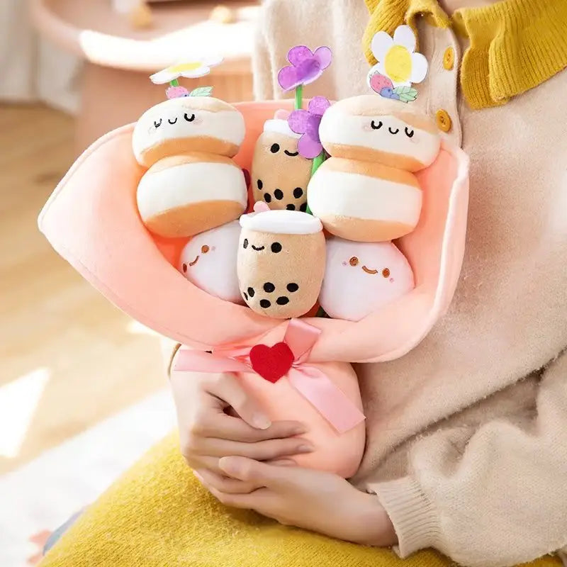 Kawaii Flower Bubble Tea Bouquet Plushie