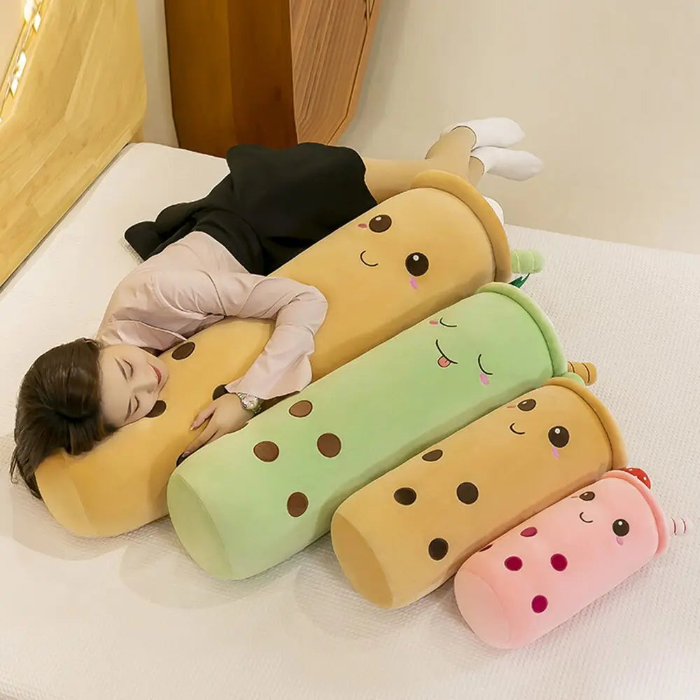 Strawberry Long Bubble Tea Pillow Plushie