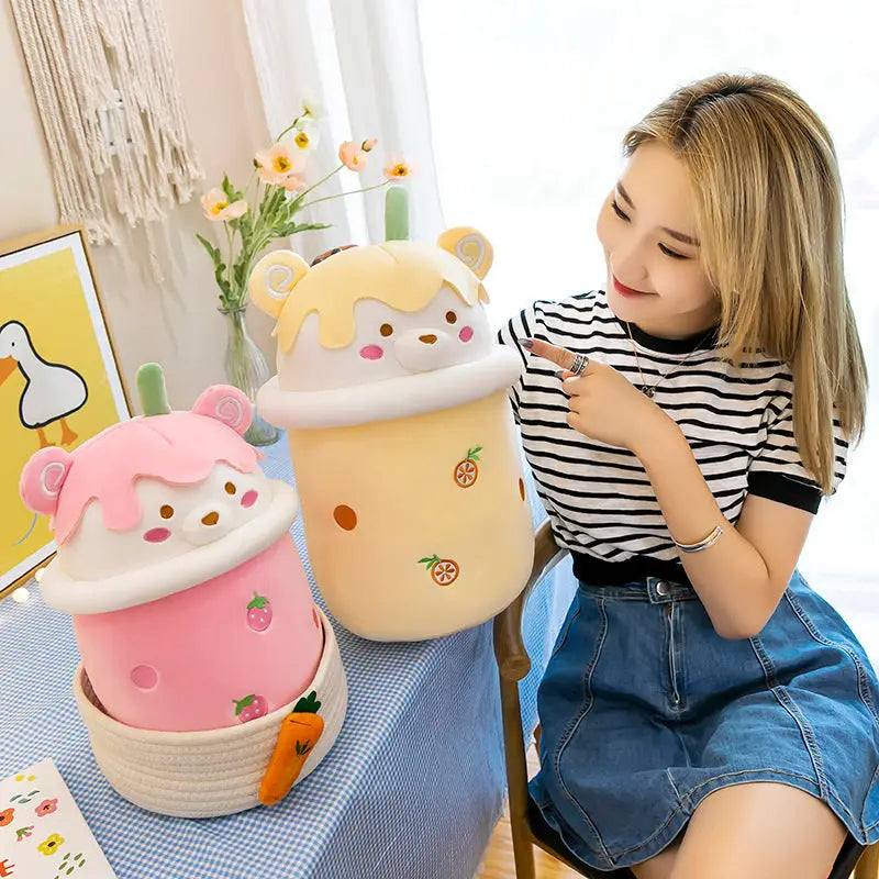Cute Strawberry Bear Bubble Tea Plushie