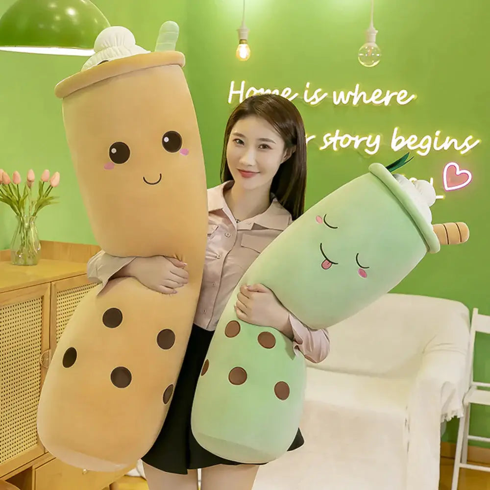 Pandan Long Bubble Tea Pillow Plushie