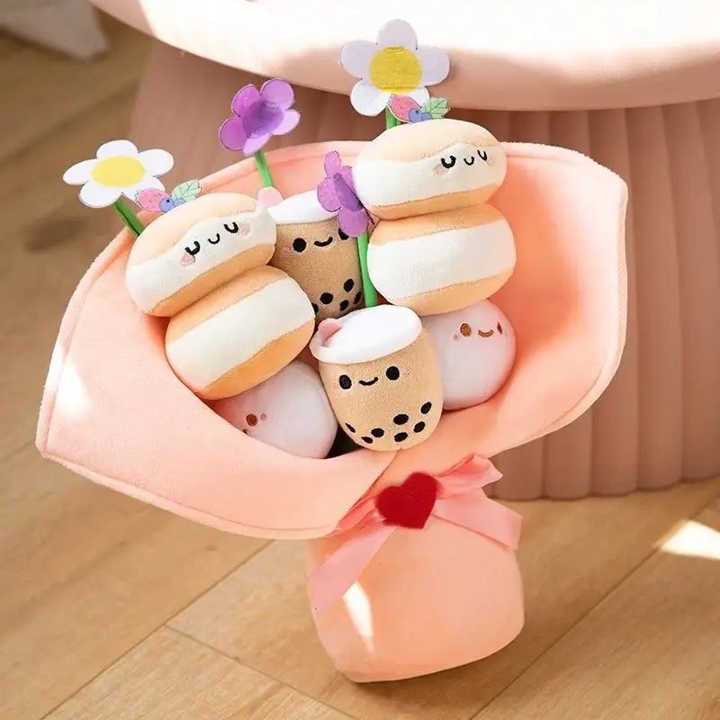 Kawaii Flower Bubble Tea Bouquet Plushie