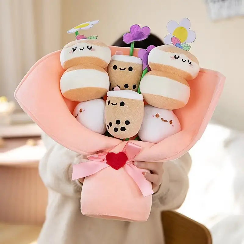 Kawaii Flower Bubble Tea Bouquet Plushie