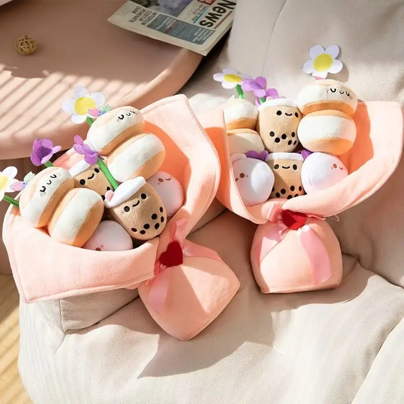 Kawaii Flower Bubble Tea Bouquet Plushie