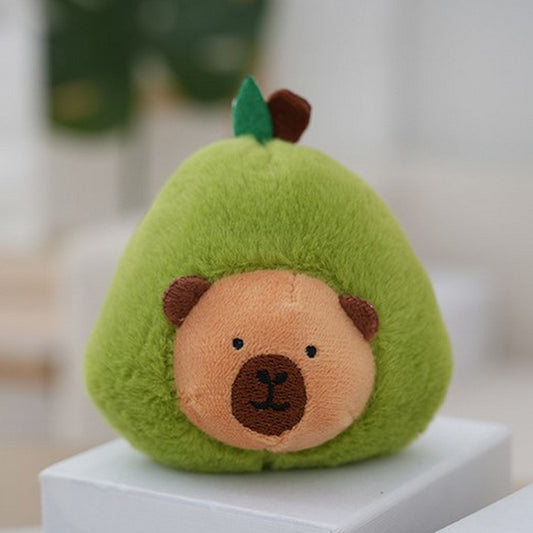 Capybara Head Avocado Keychain Plush