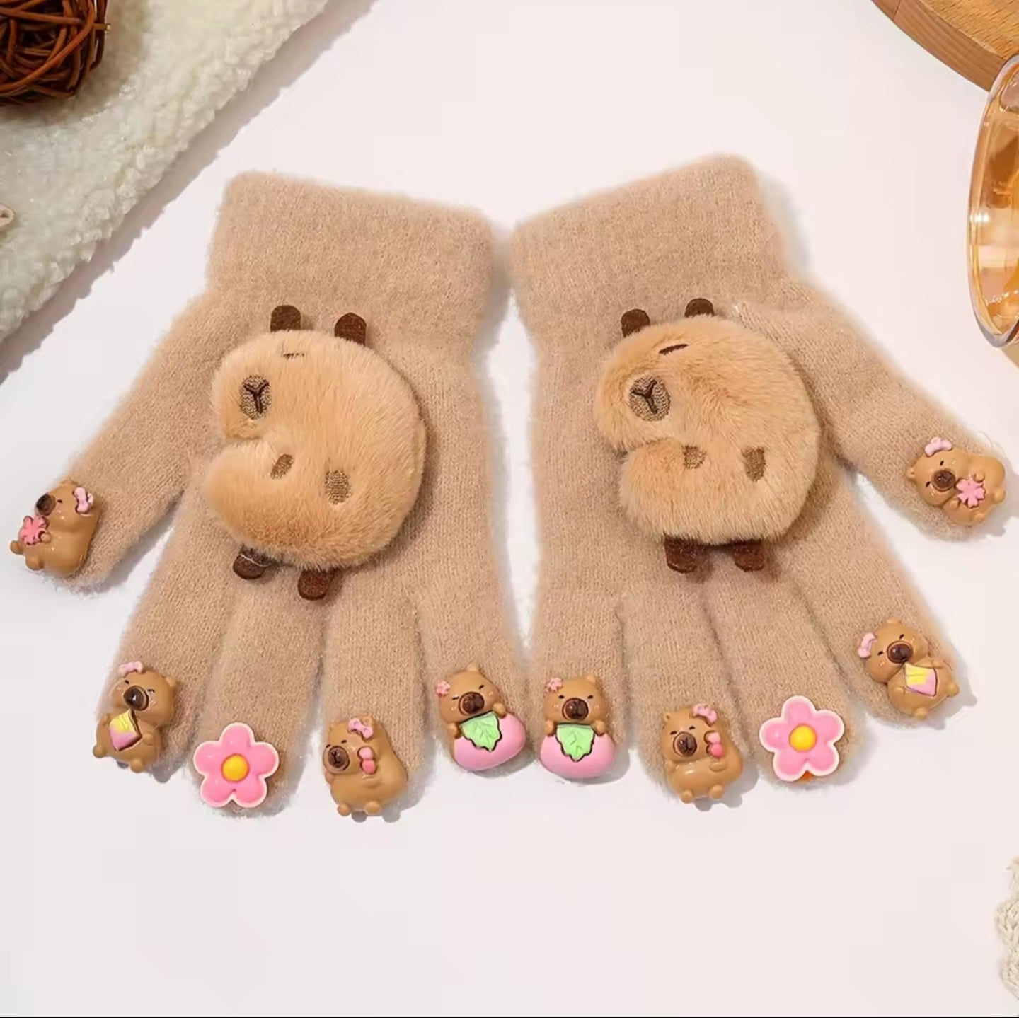 Cute Soft Standing Capybara Gloves