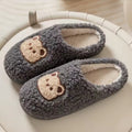 Grey Fuzzy Bear Slippers