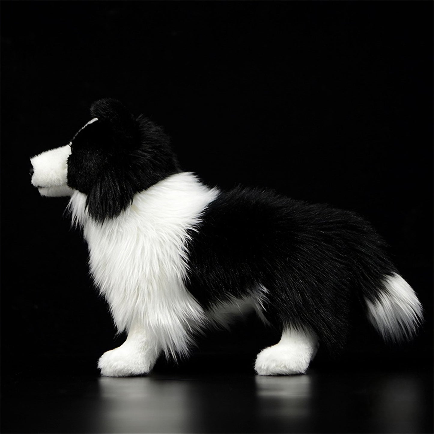 Realistic Black Border Collie Dog Plush