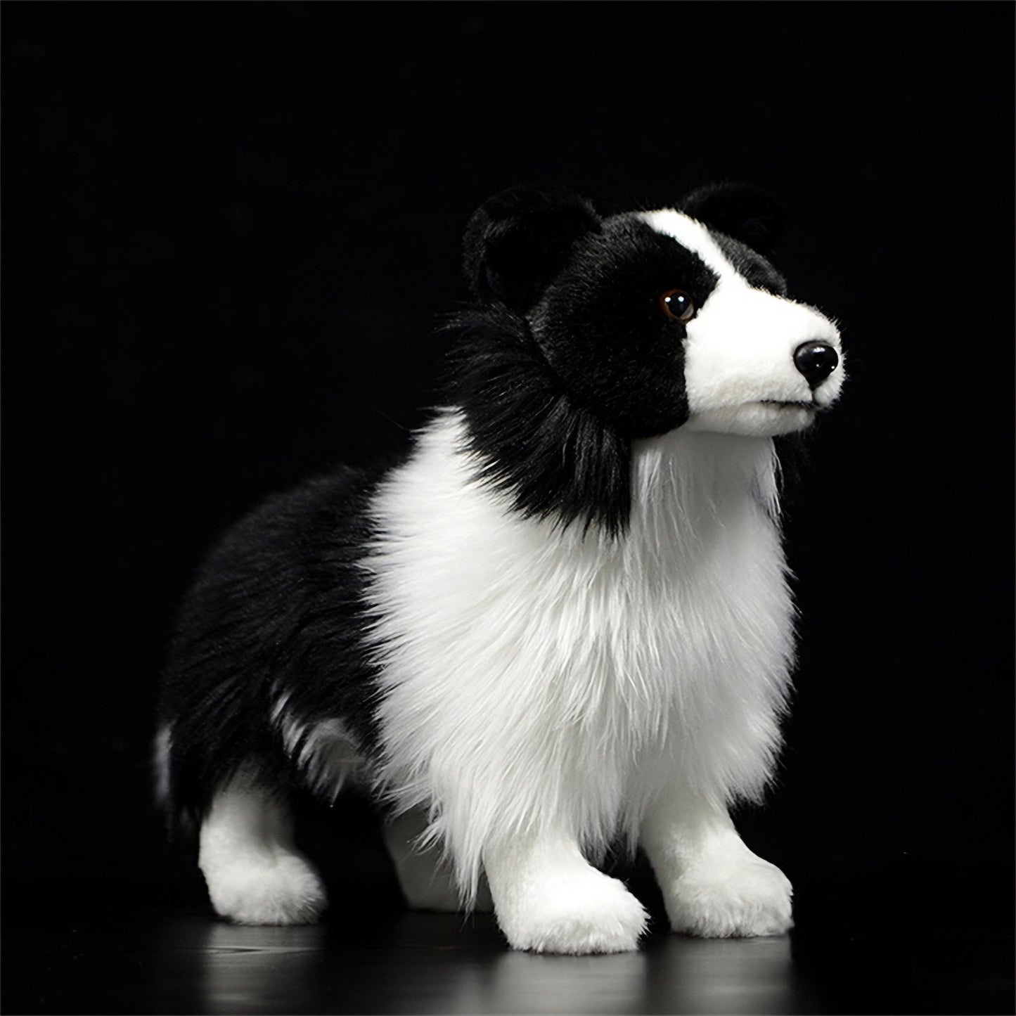 Realistic Black Border Collie Dog Plush