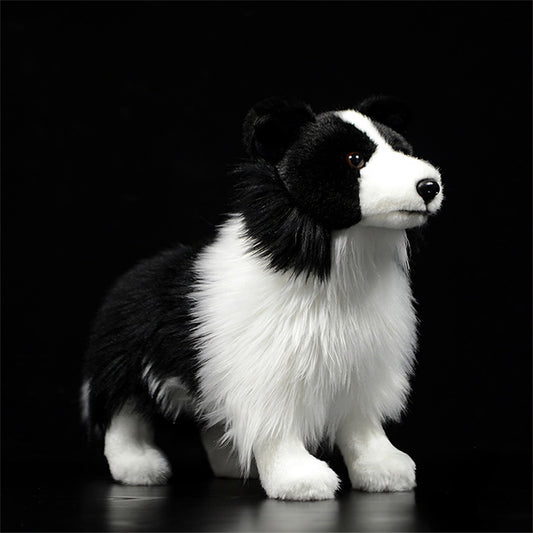 Realistic Black Border Collie Dog Plush