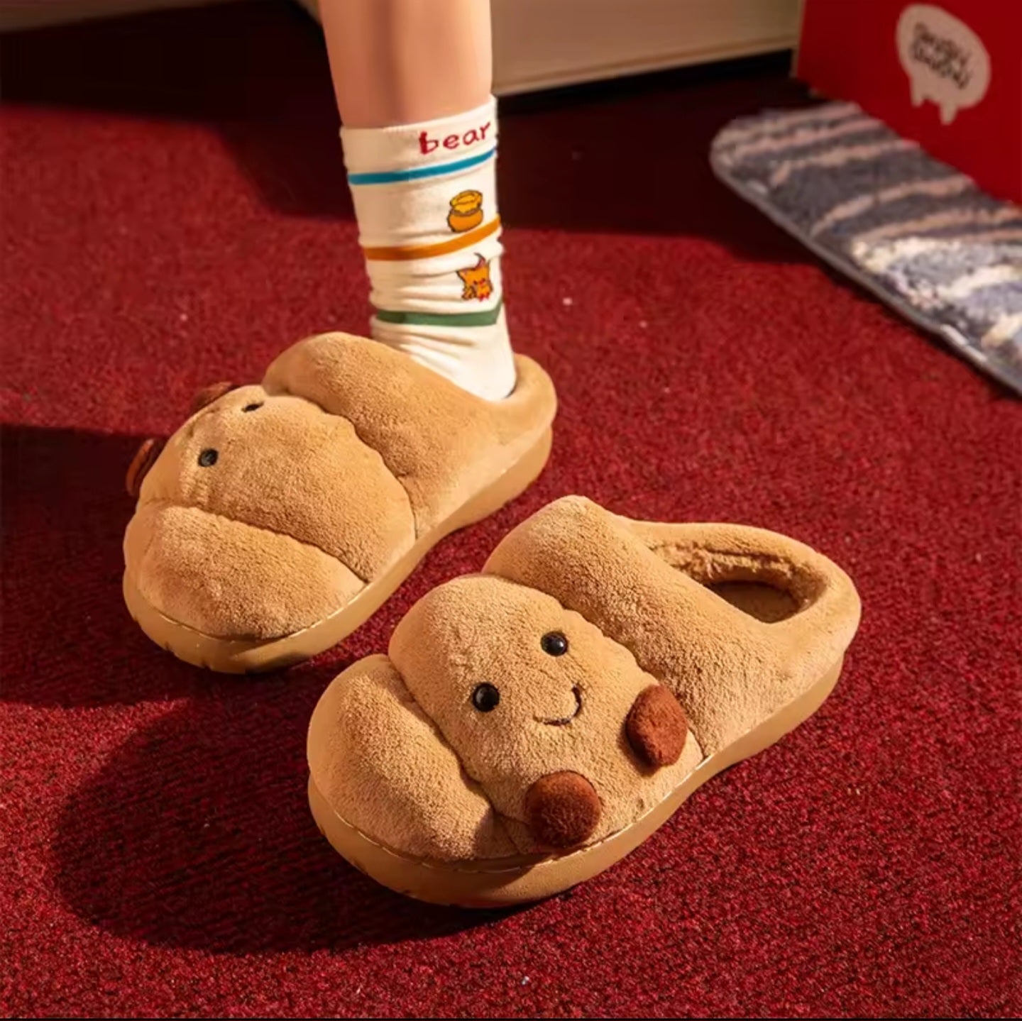 Adorable Croissant Fluffy Slippers