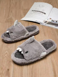 Dark Grey Shark Fluffy Slippers