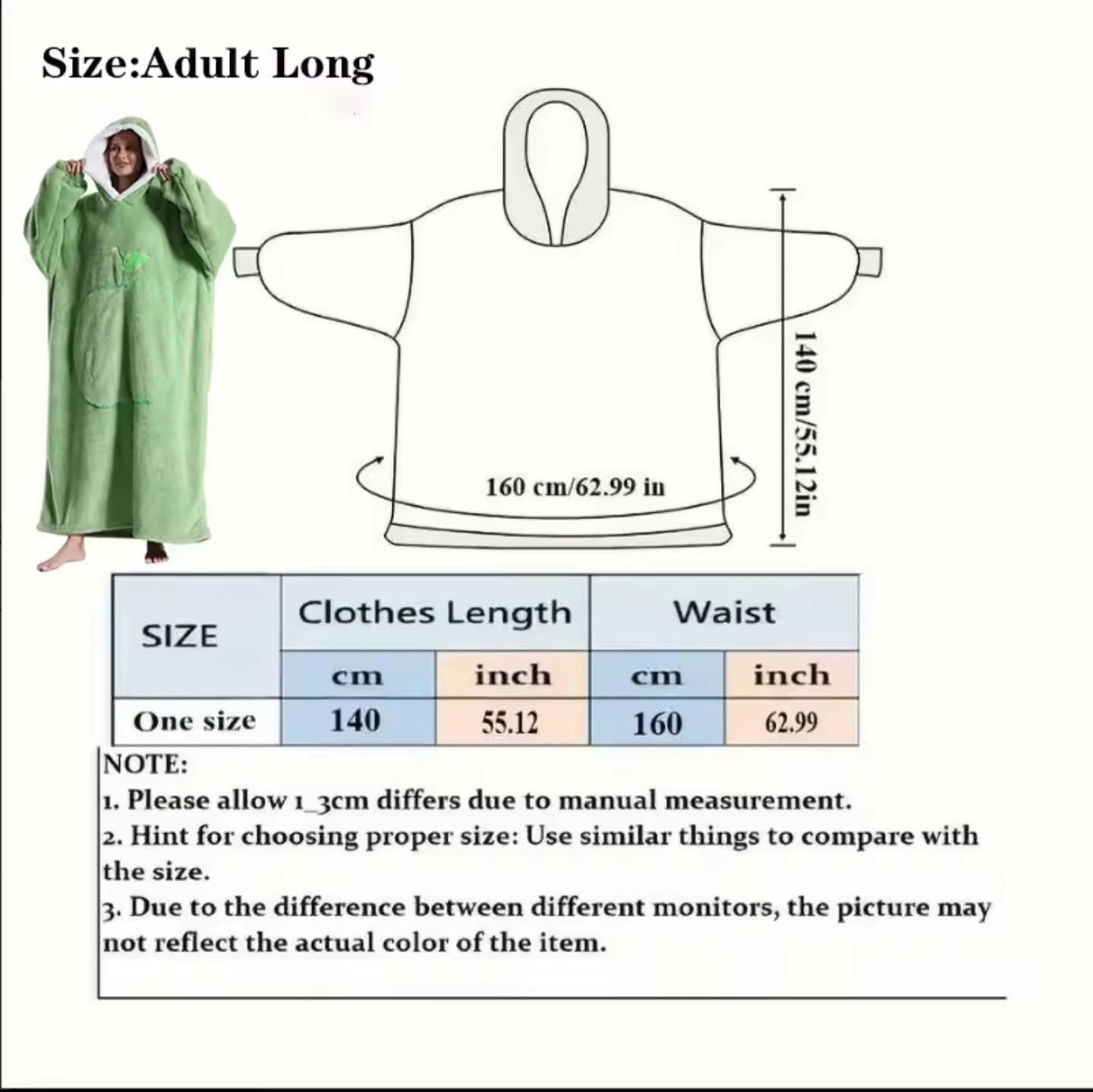Long Light Blue Blanket Hoodie