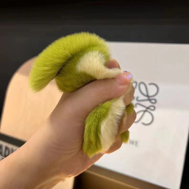 Furry Avocado with Feet Keychain Plush