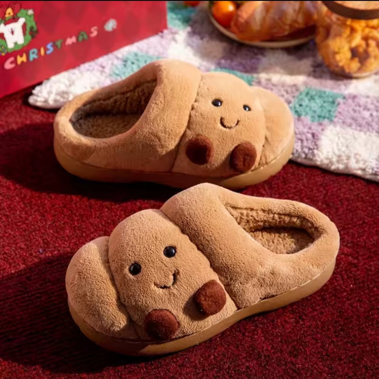 Adorable Croissant Fluffy Slippers