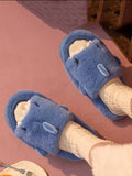 Blue Shark Fluffy Slippers