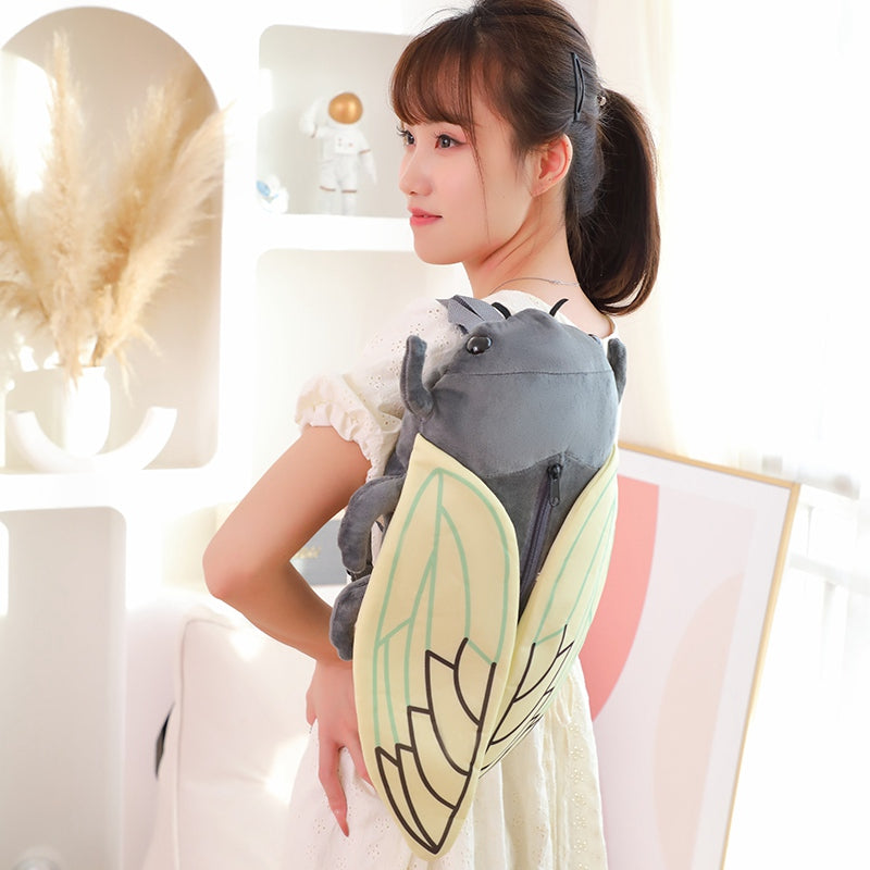 Grey Cicada Bug Backpack Plush