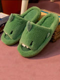 Green Shark Fluffy Slippers