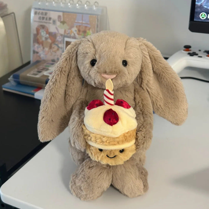 Bunny With Strawberry Cake Plush